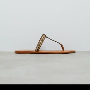 ZARA LEATHER SANDALS WITH CHAIN